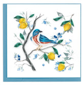Quilled Bluebird with Lemons & Blueberries Greeting Card
