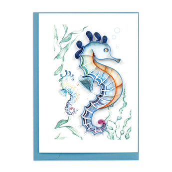 Quilled Colorful Seahorse Gift Enclosure Mini Card - Quilling Card - Gift Enclosure