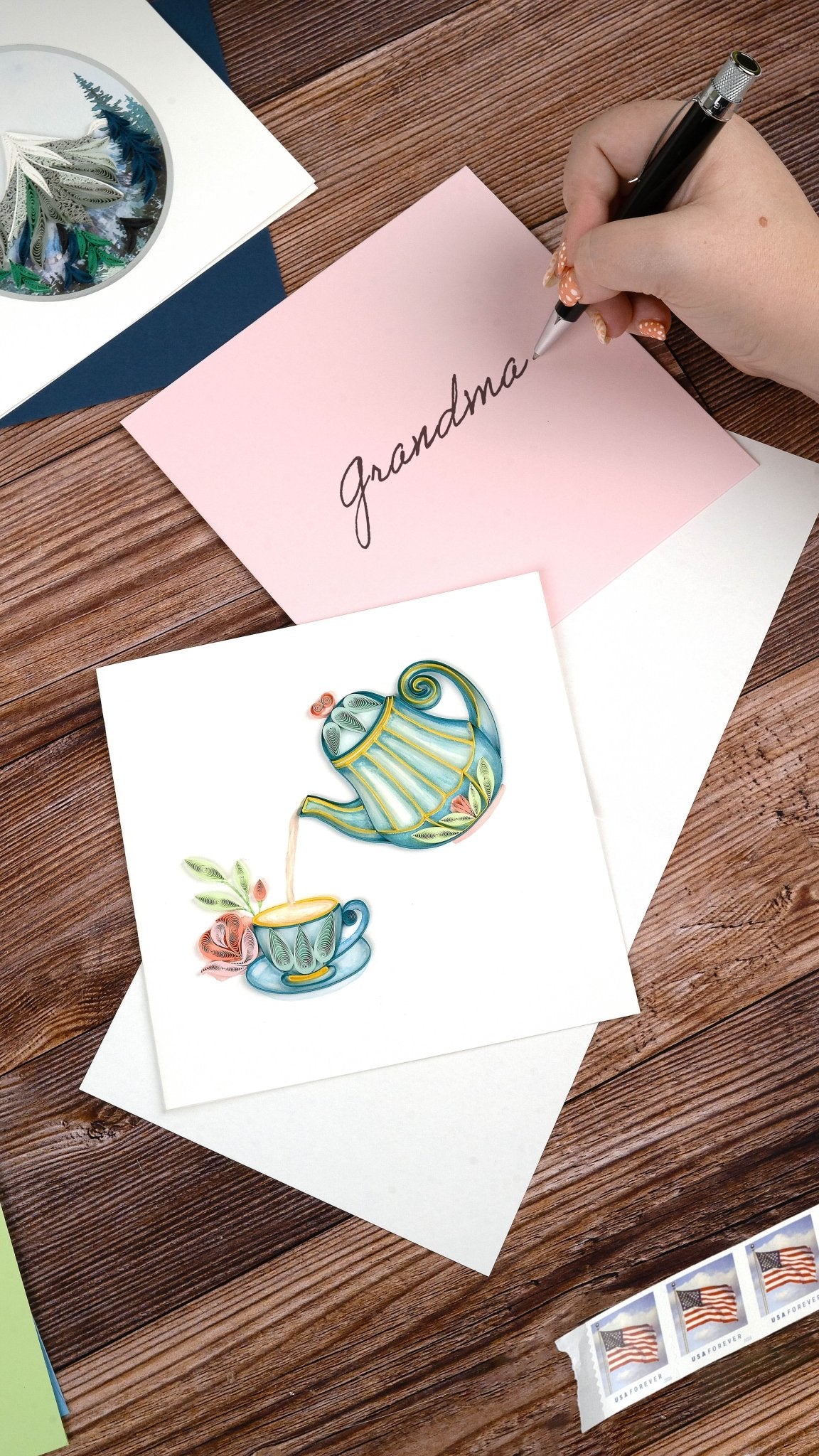 Having Tea Card Handcrafted Afternoon Tea Greeting Card | Quilling Card