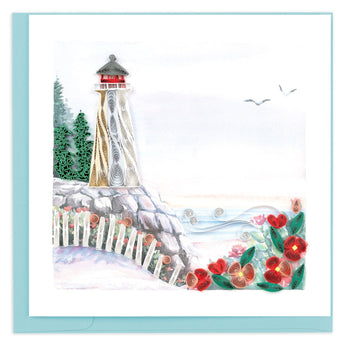 Quilled Lighthouse Cliff Greeting Card - Quilling Card - Greeting Card