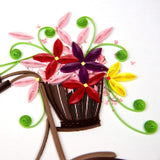 Quilled Bicycle with Flower Basket Wall Art