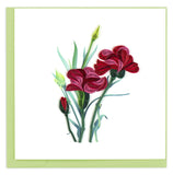 Two flowers with deep red petals on green stems.