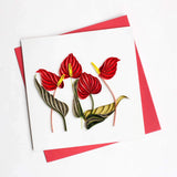 Quilled Flamingo Flower Greeting Card