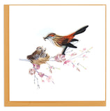Quilled Mother Bird Feeding Babies Greeting Card