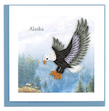 Greeting card featuring a quilled design of an eagle