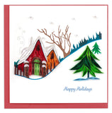 Quilled Holiday Snowy Village Greeting Card