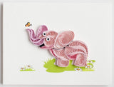 Quilled Pink Elephant Gift Enclosure Mini Card