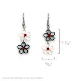 Black Flower Drop Quilled Earrings