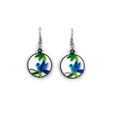 Blue Bird Charm Quilled Earrings