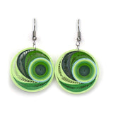 Lime Whorl Quilled Earrings