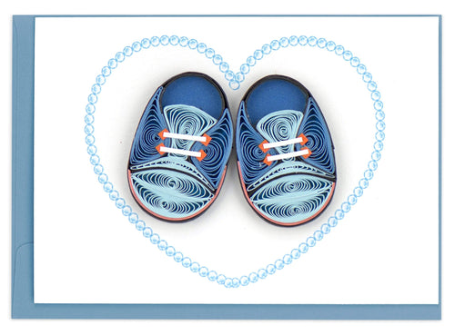 Quilled Blue Baby Booties Gift Enclosure Mini Card