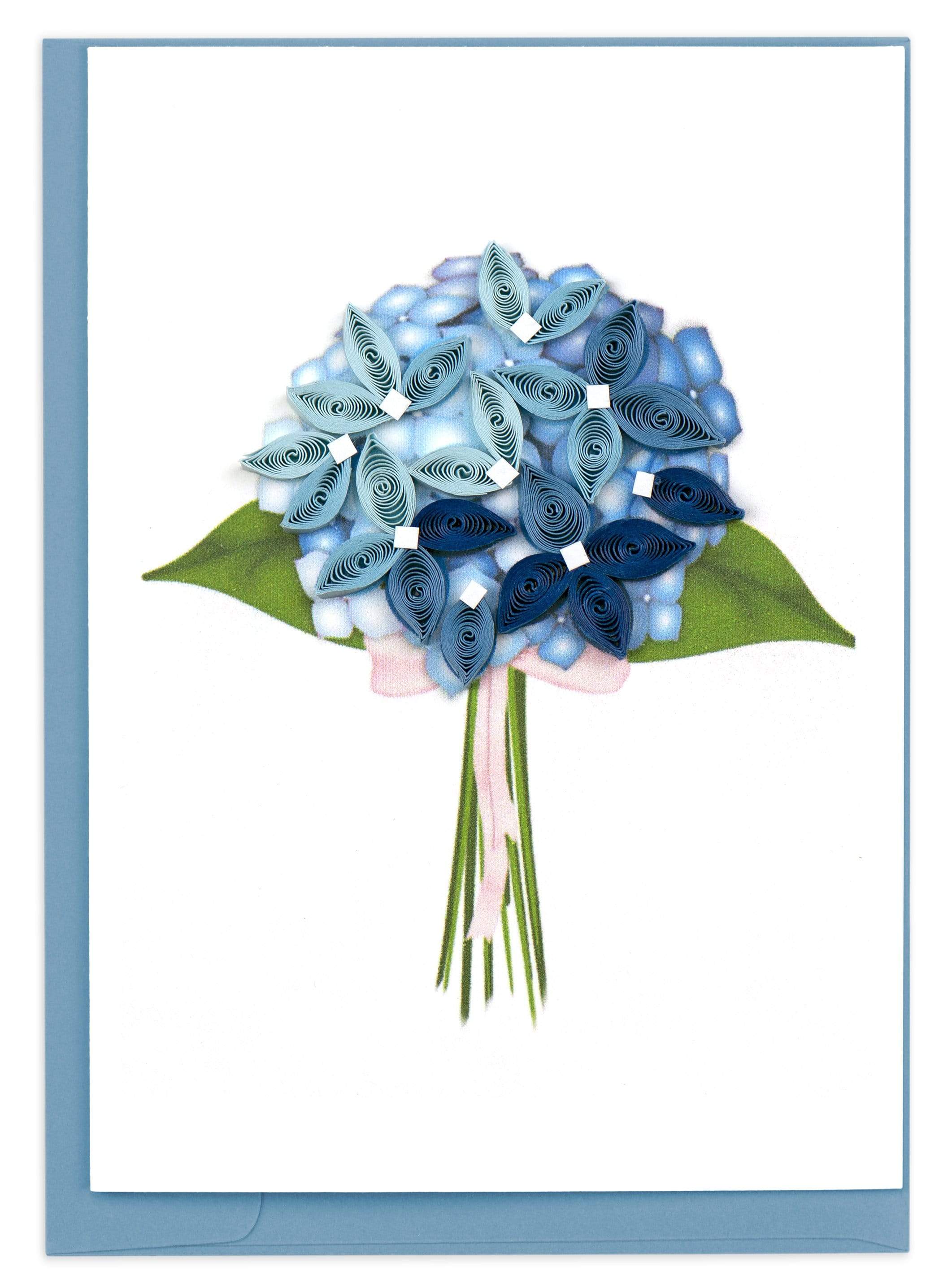 Handcrafted Blue Hydrangea Gift Enclosure Mini Card