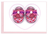 Quilled Pink Baby Booties Gift Enclosure Mini Card