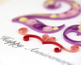Detail shot of Quilled 25th Anniversary Card
