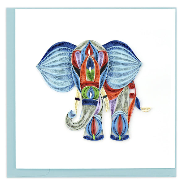 Blank Quilled Card of an abstract colored elephant