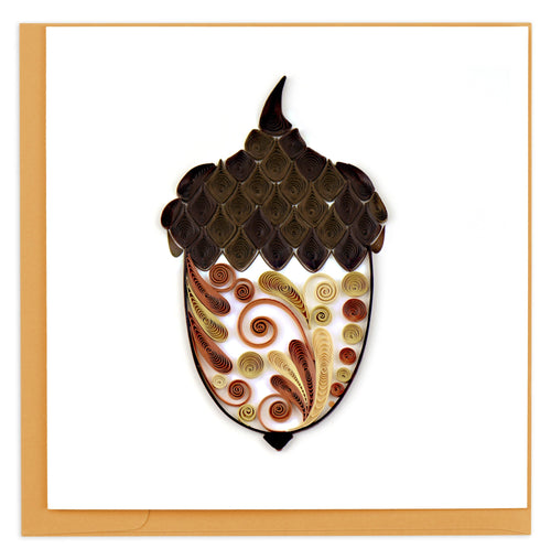 Quilled Blank Greeting Card of a fall acorn