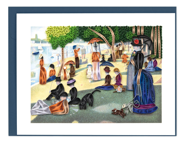  A quilled greeting card recreating A Sunday Afternoon on the Island of La Grande Jatte by Georges Seurat