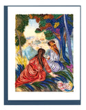 a quilled greeting card recreating In the Meadow by Pierre-Auguste Renoir