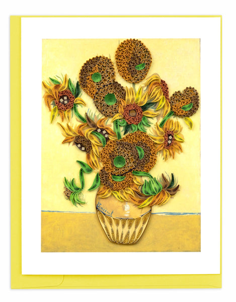 quilled greeting card recreating Sunflowers by Vincent Van Gogh