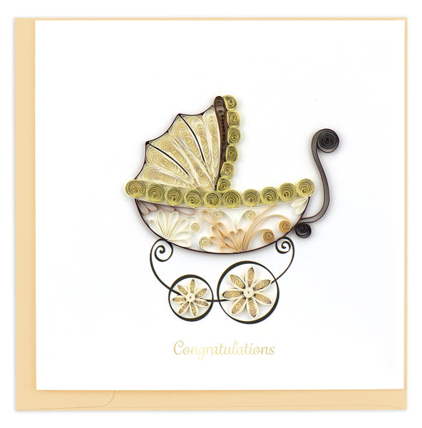 Quilled Baby Carriage Greeting Card