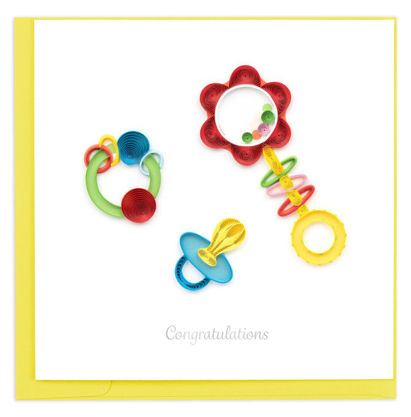 Quilled baby toy congratulations card