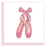 Blank Quilled card of a pair of pink ballet slippers