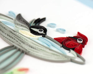 Detail shot of Quilled Bird Bath Card