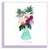 Quilled Birthday Flower Vase Greeting Card