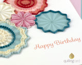 Quilled Birthday Paper Fans Greeting Card