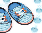 Quilled Blue Baby Booties Greeting Card
