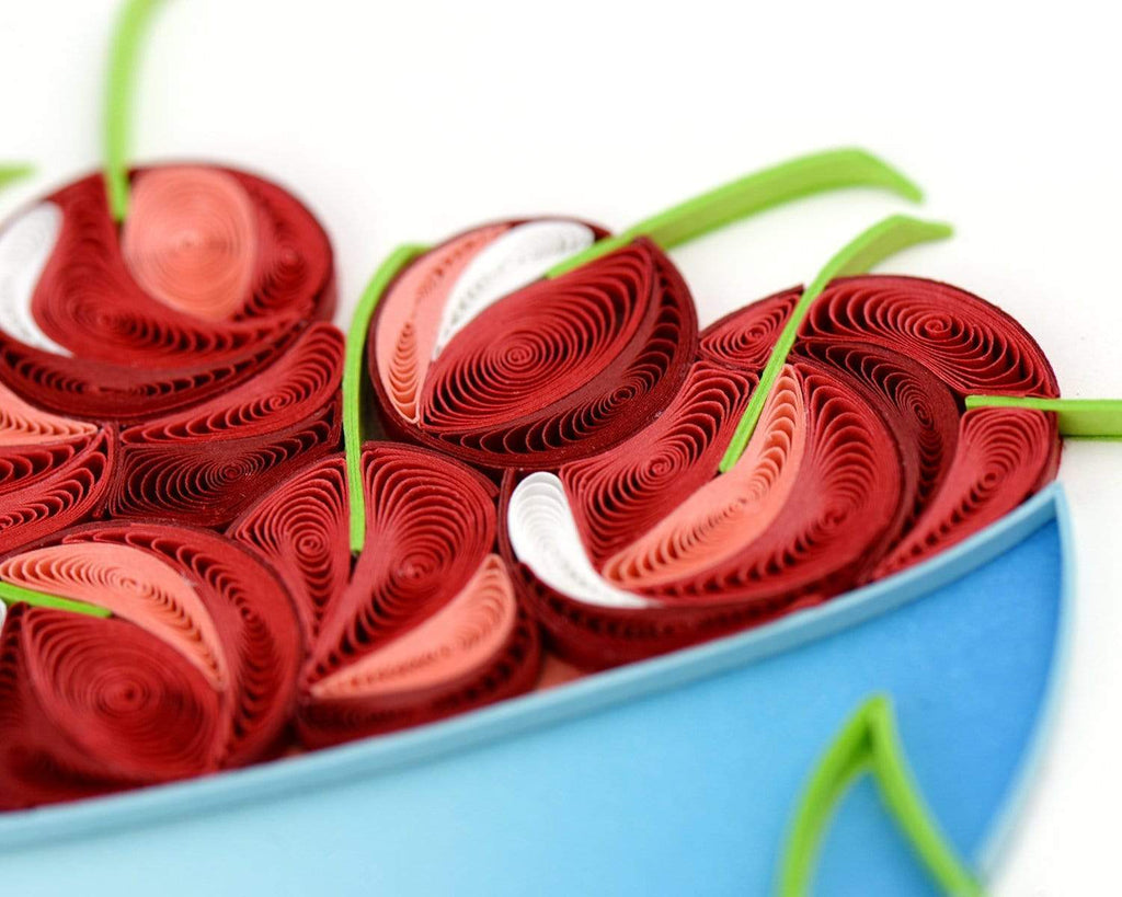 Handcrafted Bowl of Cherries Greeting Card | Quilling Card¨