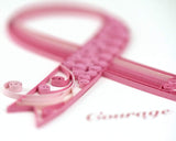 Detail shot of Quilled Breast Cancer Ribbon