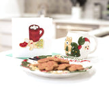 Quilled Christmas Cookies card on counter next to plate of cookies and mug of hot coco