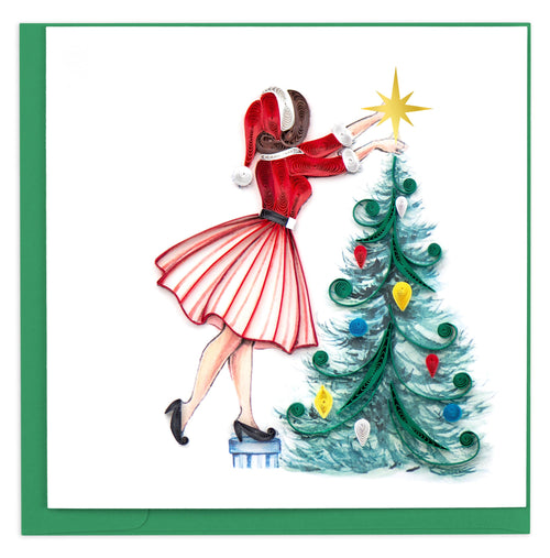Quilled Christmas Lady Holiday Card