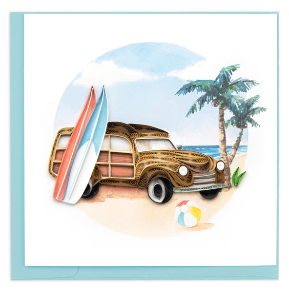 Woodie car, beach classic, surf, ocean