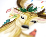 Detail shot of Quilled Deer Santa Card