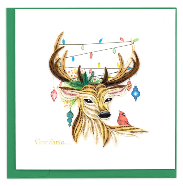 Quilled Deer Santa Christmas Card