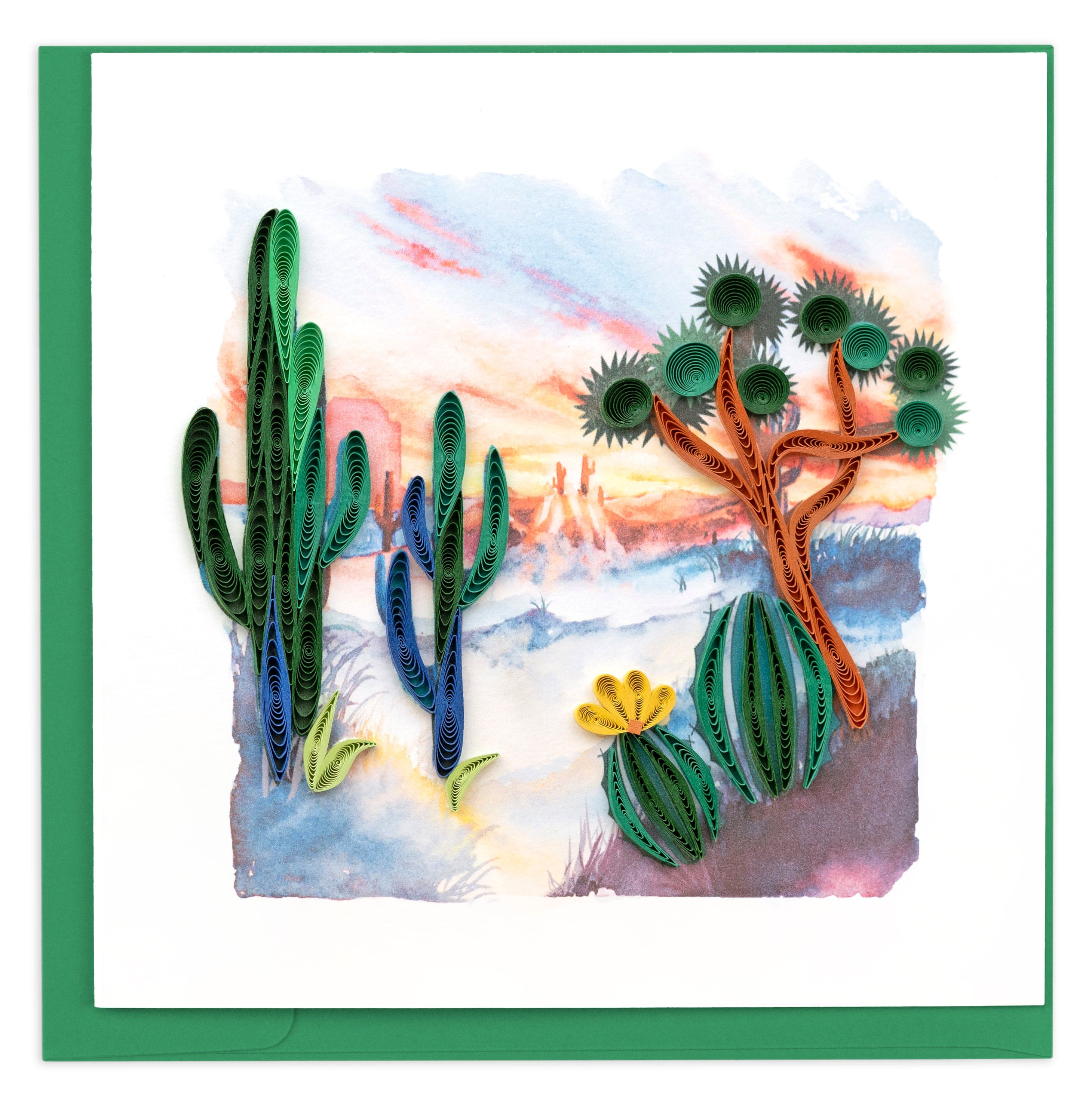 Card Painting Flowers, Cacti and Landscape Watercolor Art Painting