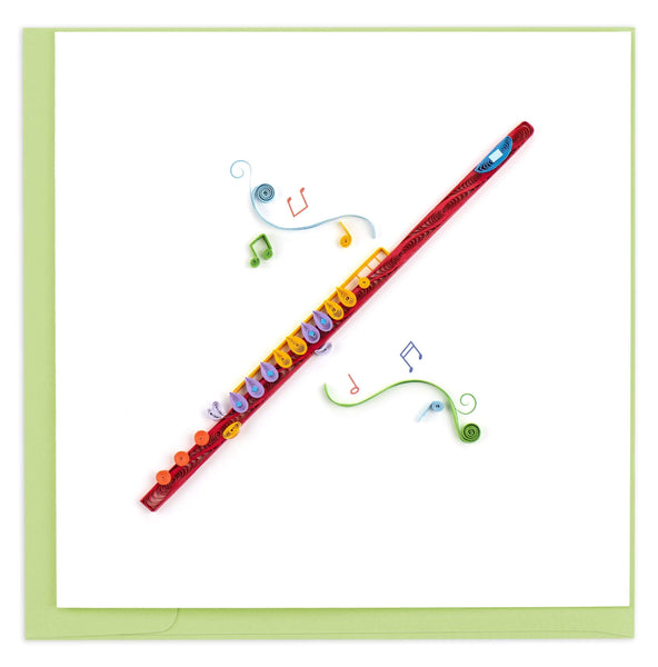 Blank Quilled Greeting Card of a rainbow flute