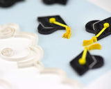 Detail shot of Quilled Flying Graduation Hats Card