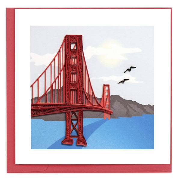 Quilled greeting card featuring the golden gate bridge in San Francisco