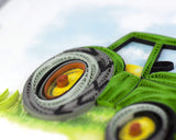 Detail shot of Quilled Green Tractor Card
