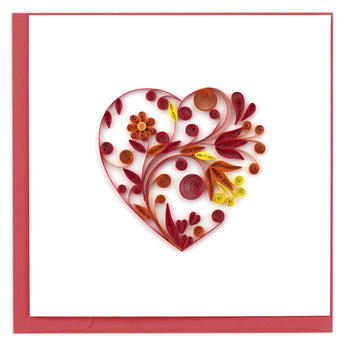 Quilled heart with swirls and flower petals