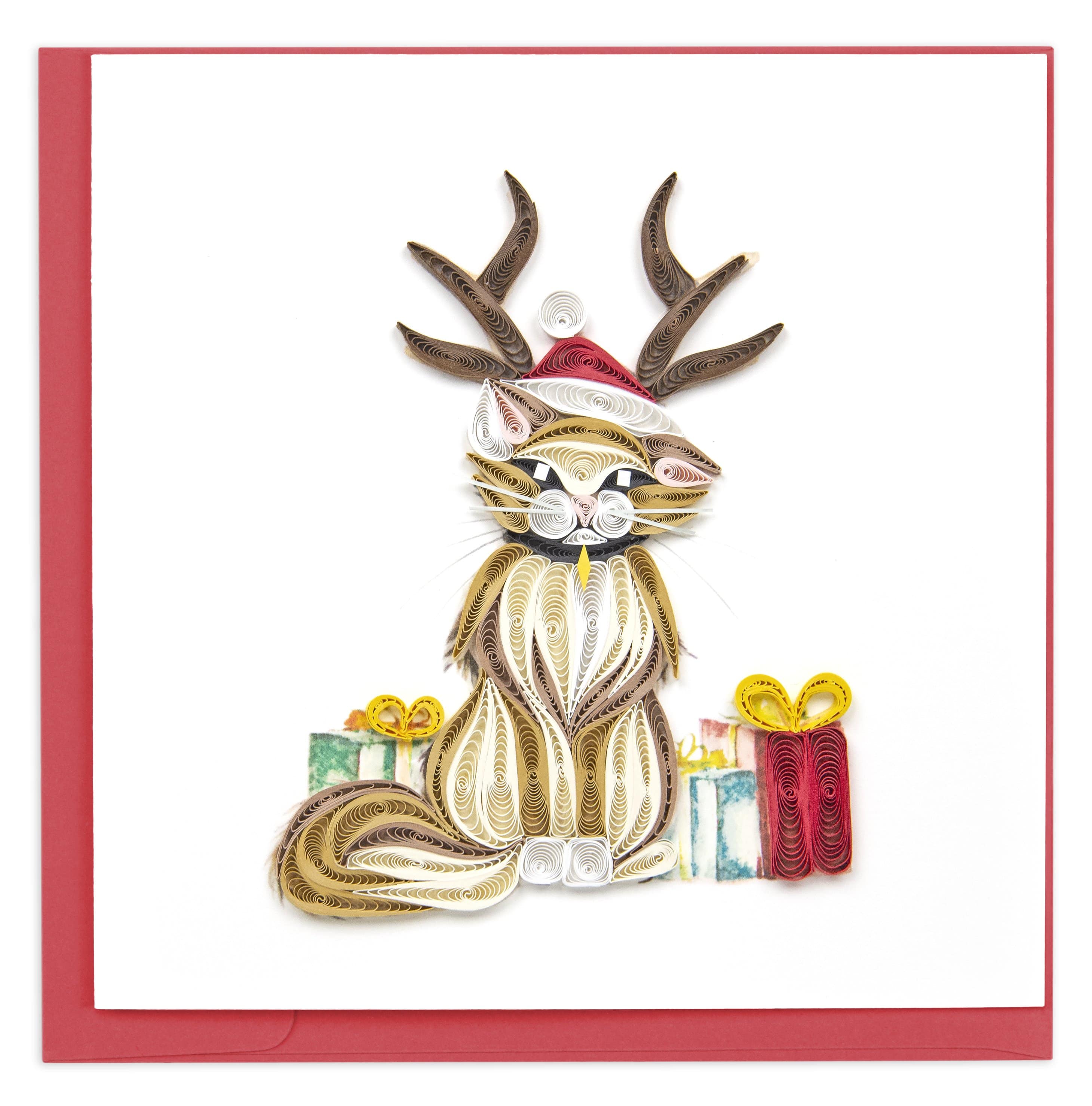 Handcrafted Holiday Cat Greeting Card | Quilling Card¨