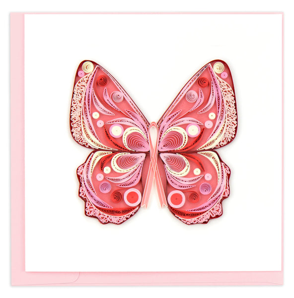 Quilled Joy to Life Pink Butterfly Greeting Card