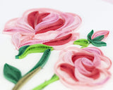 Detail shot of Quilled Long Stem Pink Roses Greeting Card