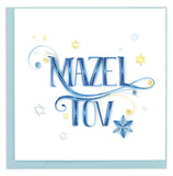 Quilled Card spelling out Mazel Tov in blue