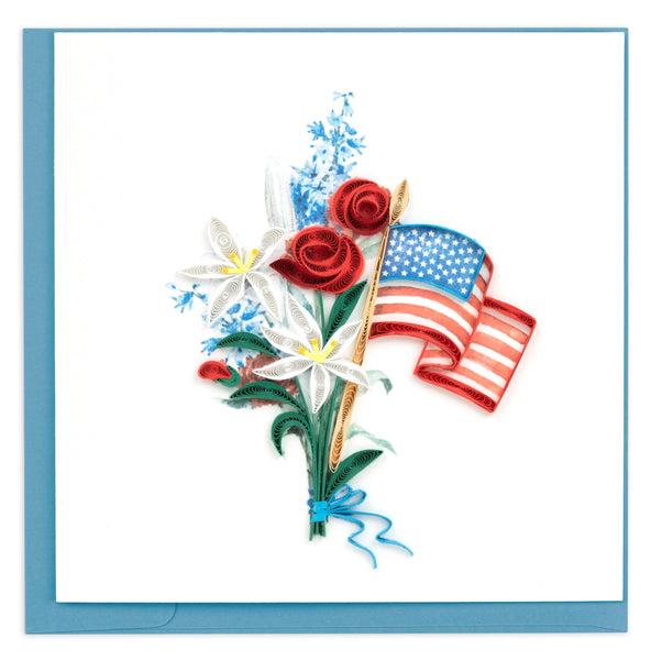 Memorial Day flowers with flag