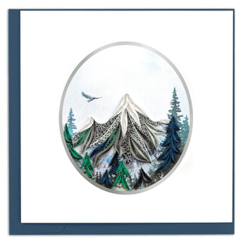 Mountain scene, eagle flying, snow