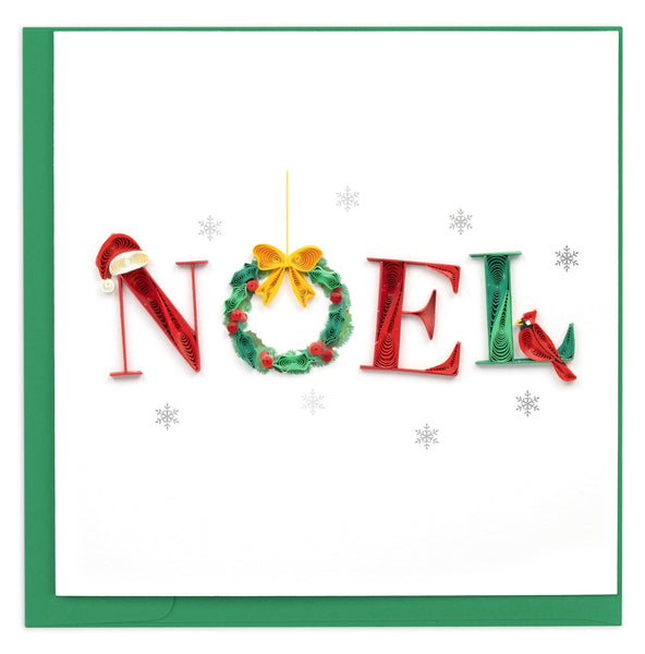 Noel letters, holiday wreath, Santa hat, cardinal, snowl